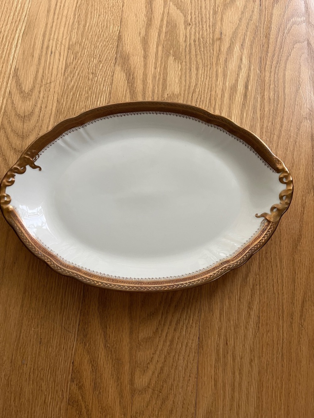 Limoges White and Brown Gilt Oval Serving Platter